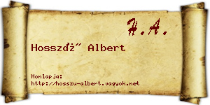 Hosszú Albert névjegykártya